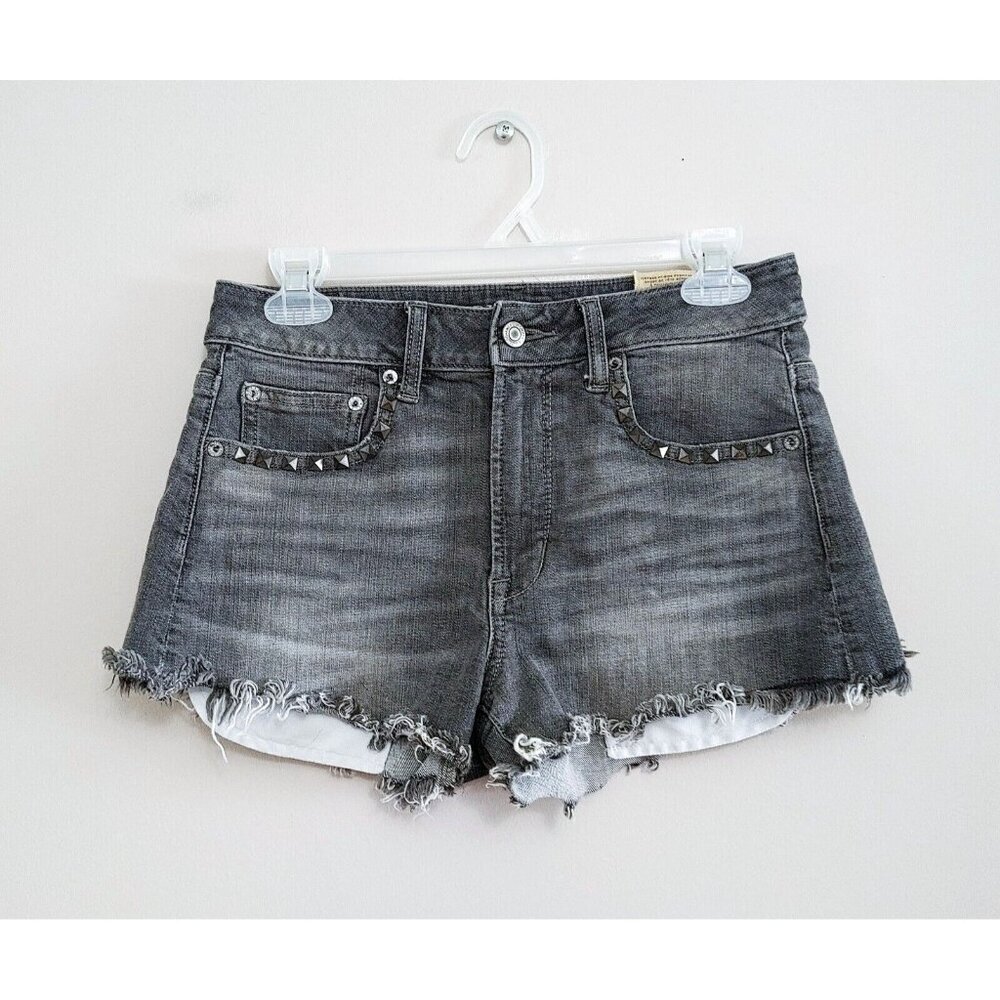 American Eagle Vintage Hi-Rise Festival Shorts Size 4 Studded Gray Raw Hem